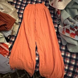 Coral bathing suit cover up pants